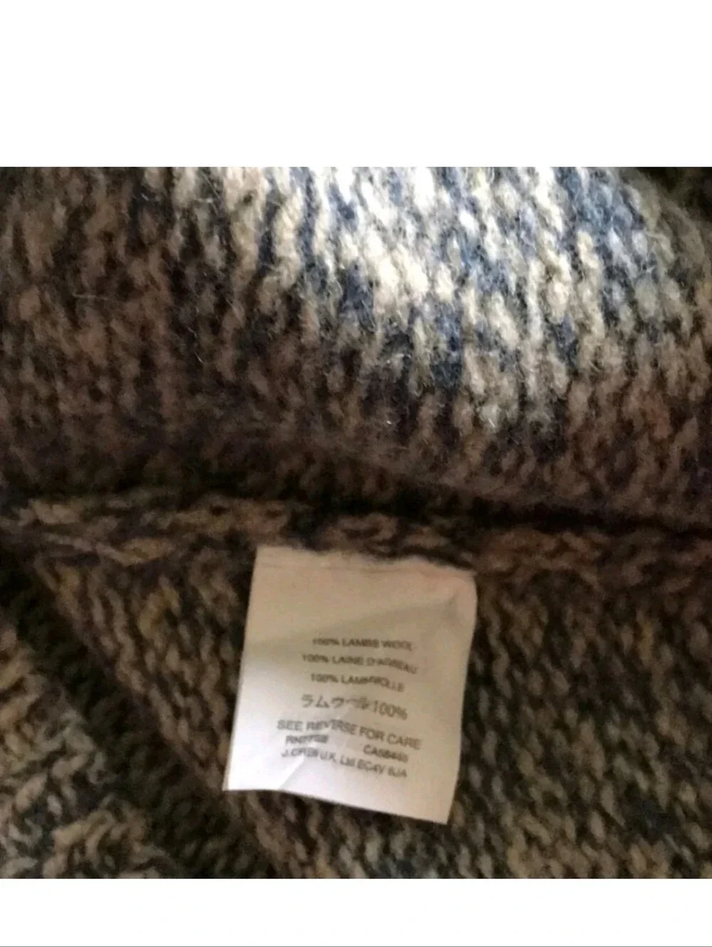 JCrew Lambswool Crewneck Sweater, Gray And Blue, Size Medium